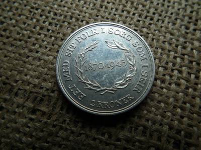 Dánia ezüst  2 korona 1945  , kroner , király születésnapja
