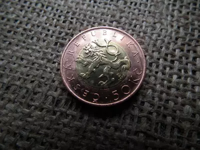Csehország 50 korona 1993 , korun , verdefényes 