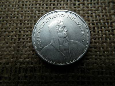 Svájc , ezüst 5 frank 1965 B , francs 