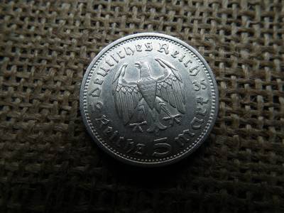 Birodalmi ezüst 5 márka 1935 F