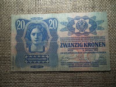20 korona 1913 , felülbélyegzés ! Felülbélyegzett ! 