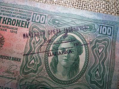 100 korona 1912 , felülbélyegzés ! Felülbélyegzett ! 