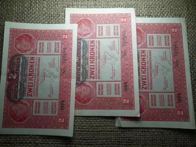 2 korona 1917 , 3 db sorszámkövető 