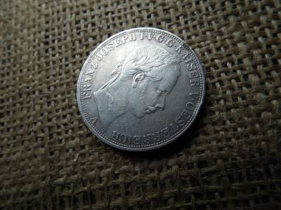 Ezüst 1 Vereinsthaler 1857 A , Bécs , sérült perem Ezüst 1 Vereinsthaler 1857 A , Bécs , sérült perem