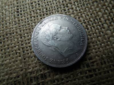 Ezüst 1 Vereinsthaler 1857 A , Bécs , sérült perem Ezüst 1 Vereinsthaler 1857 A , Bécs , sérült perem