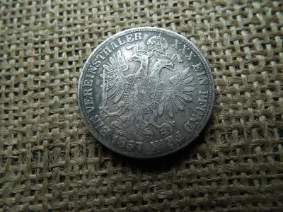 Ezüst 1 Vereinsthaler 1857 A , Bécs , sérült perem