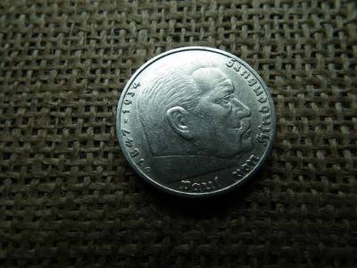 Birodalmi ezüst 5 márka 1936 D , Nagy sasos - horogkeresztes 