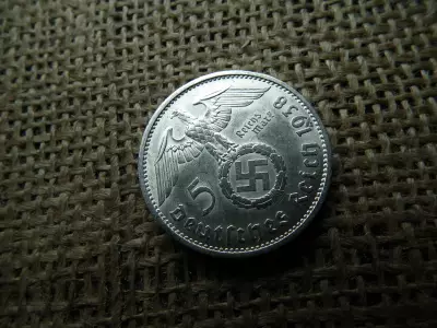 Birodalmi ezüst 5 márka 1938 A , Nagy sasos - horogkeresztes 