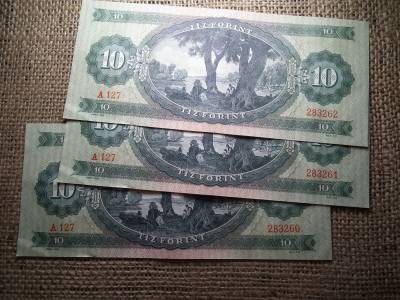10 forint 1962 3 db sorszámkövető 10 forint 1962 3 db sorszámkövető