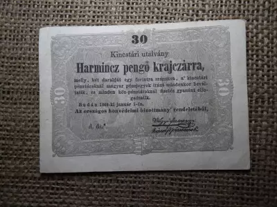 Kossuth 30 Pengő Krajcár 1849 , csillagos 