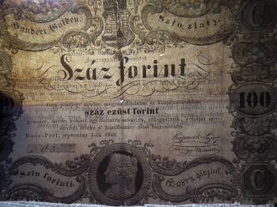 Kossuth 100 forint 1848 , nagyon ritka , sajnos körbe lett vágva , de nem javított , eredeti darab !  G 