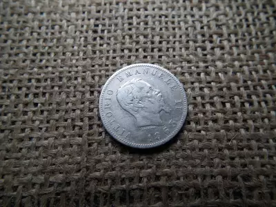 Olaszország , ezüst 1 líra 1863 , lira ,