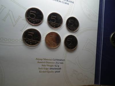 2021. évi forgalmi sor a 75 éves FORINT emlékérmékkel Proof RITKA ár/sor 