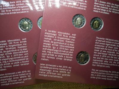 100 forint szett 2019 + 2018 Minta veret RITKA csak 4000 db! NEM mágnesezhető 2019-es 100 Ft-al !! ár / szett 