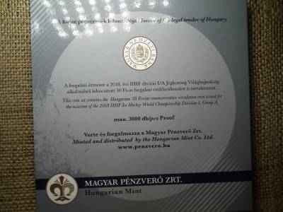 2018. évi Jégkorong Világbajnokság forgalmi sor, emlék 50 Forintossal PROOF