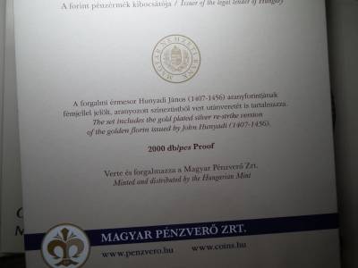 Magyarország 2022 UNC PP Hunyadi János forgalmi sor , ár / sor 