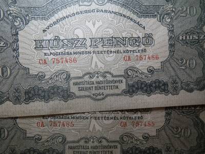 20 pengő 1944 , vörös hadsereg , 2 db hajtatlan , sorszámkövető 