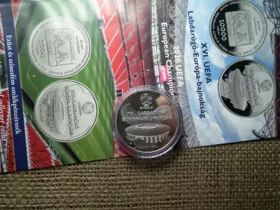 XVI. UEFA Labdarúgó-Európa-bajnokság ezüst 10000 Forint 2021 BP PP + prospektus , D