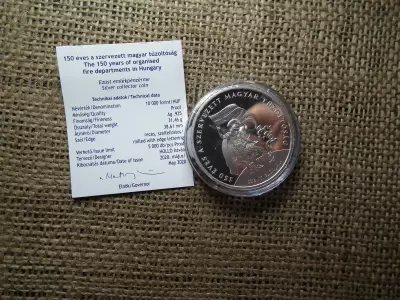 150 éves a Szervezett Magyar Tűzoltóság ezüst 10000 Forint 2020 + certi ,D
