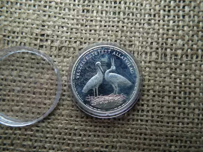 200 Forint 1992 / Ezüst / Veszélyeztetett állatvilág / Gólya / PP