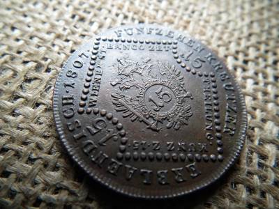 15 krajcár 1807 A , nagyon szép 15 krajcár 1807 A , nagyon szép
