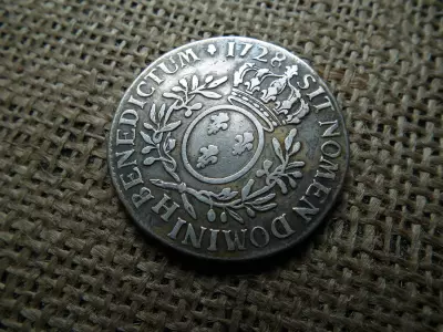 Franciaország , ezüst 1 ecu 1728 H , écu , Louis XV