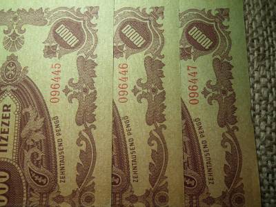 10000 pengő 1945 , 3db sorszámkövető 10000 pengő 1945 , 3db sorszámkövető
