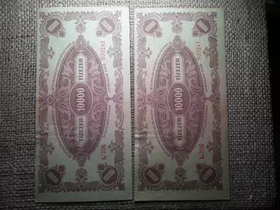 10000 pengő 1945 , 2 db sorszámközeli 