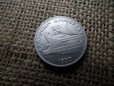 Görögország , ezüst 20 drachma 1930 , drachmai