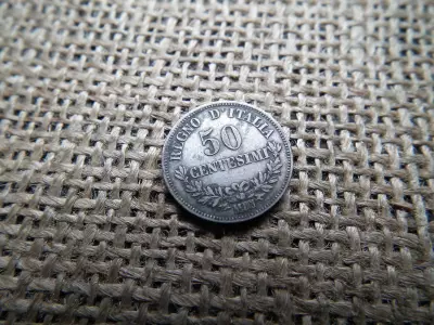 Olaszország , ezüst 50 centesimi 1863 , Victor Emmanuel II