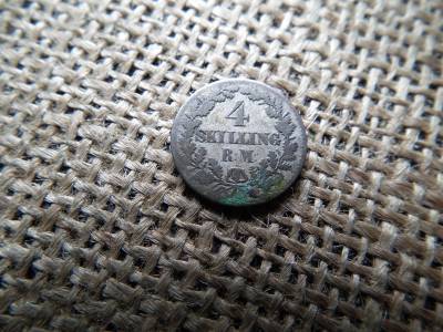 Dánia , ezüst 4 Skilling 1856 , Rigsmønt - Frederik VII Dánia , ezüst 4 Skilling 1856 , Rigsmønt - Frederik VII