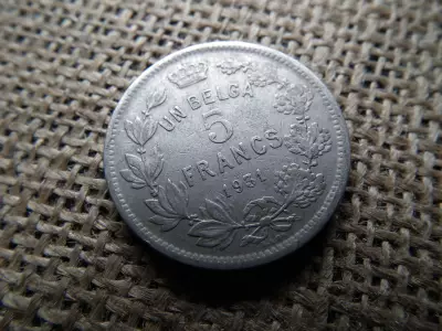 Belgium , 1 Belga / 5 frank 1931 - I. Albert francia szöveg