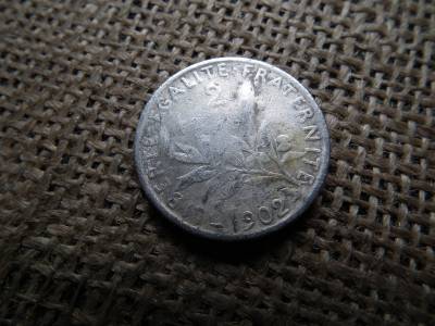 Franciaország ezüst 2 frank 1902 , francs Franciaország ezüst 2 frank 1902 , francs