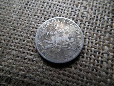 Franciaország ezüst 2 frank 1898 , francs Franciaország ezüst 2 frank 1898 , francs