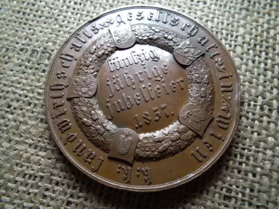 Óriási Bronz érem 1857 ! Bécsi mezőgazdasági társaság 50. évfordulójára