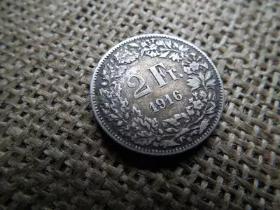 Svájc , ezüst 2 frank 1916 B , francs , ritka