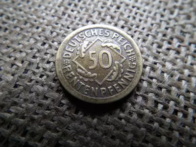 Birodalmi 50 pfennig 1924 A , rentenpfennig