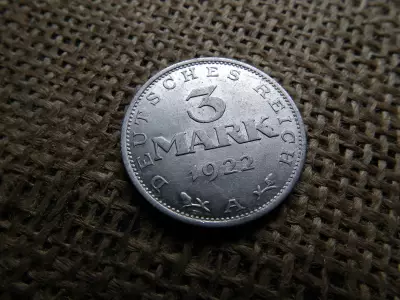 Birodalmi 3 márka 1922 A , extra , első típus 