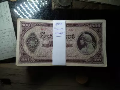 100 PENGŐ 1945 . ÁPRILIS 5. - 100 DARABOS KÖTEG EGYBEN!!! 100 alatti sorozatszám !