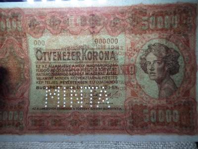 50000 korona 1923 MINTA , 000 000000 , Ritka , EF , gyönyörű 50000 korona 1923 MINTA , 000 000000 , Ritka , EF , gyönyörű