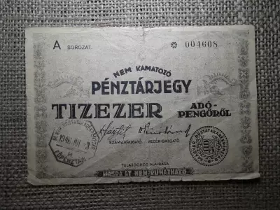 Tízezer nem kamatozó Pénztárjegy 1946 ,  10000 adópengő 