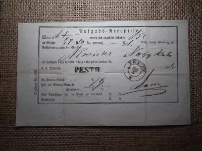 Elismervény 1865 , Pesth ! Osztrák Magyar Monarchia 