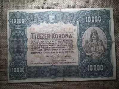 10000 korona 1920 , tízezer , nagyon szép 