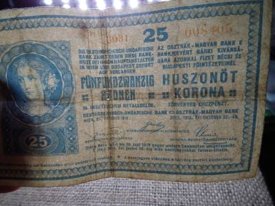25 korona 1918 , sima hátlap 25 korona 1918 , sima hátlap