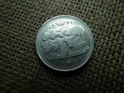 Belgium , ezüst 100 frank 1954 , francs