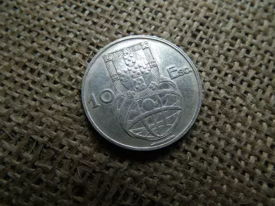 Portugália , ezüst 10 escudo 1954 , escudos