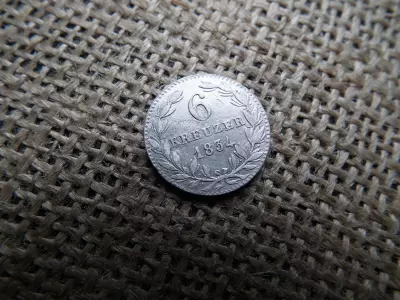 Ezüst 6 krajcár 1834 , kreuzer , 	Nassaui Hercegség (Német Államok) , William