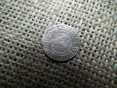 Lengyel–litván közösség , ezüst Solidus 1579 , Szeląg gdański – Stefan Batory Gdańsk , Báthory István ! R