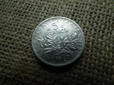 Franciaország , ezüst 5 frank 1967 , francs 