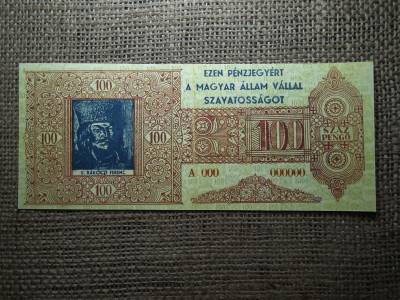 100 pengő 1945 , Debrecen , ideiglenes kormány , Nyomdai ofszet nyomás , nagyon jó minőségű másolat  